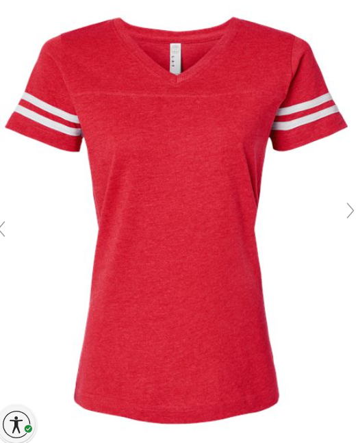 LAT - Women's Football V-Neck Fine Jersey Tee